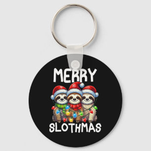 Grappige Luiaard Kerstman Hoed Retro Bijpassende K Sleutelhanger