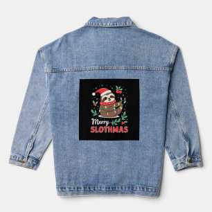 Grappige Luiaard Kerstverlichting Gelukkig Luiaard Denim Jacket