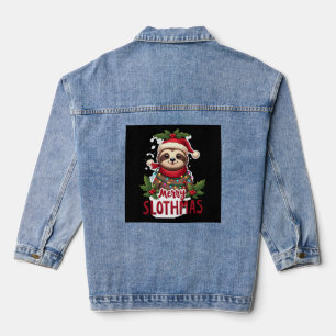 Grappige Luiaard Kerstverlichting Gelukkig Luiaard Denim Jacket