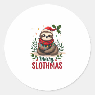 Grappige Luiaard Kerstverlichting Gelukkig Luiaard Ronde Sticker