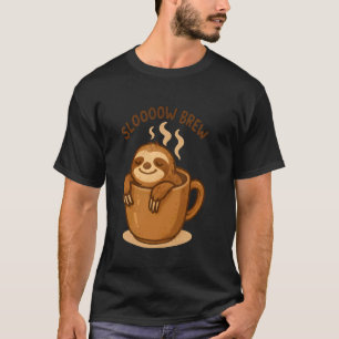 Grappige Luiaard Koffieliefhebber Traag Getrokken  T-shirt