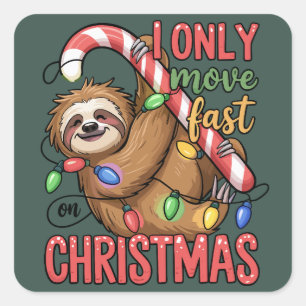 Grappige Luiaard Liefhebber Kerst Cute Dier Kerstm Vierkante Sticker