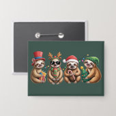 Grappige Luiaard Liefhebber Kerstverlichting Geluk Button (Voorkant / Achterkant)