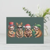 Grappige Luiaard Liefhebber Kerstverlichting Geluk Feestdagenkaart (Staand voorkant)