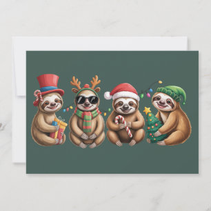 Grappige Luiaard Liefhebber Kerstverlichting Geluk Feestdagenkaart