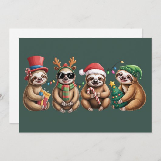 Grappige Luiaard Liefhebber Kerstverlichting Prett Feestdagenkaart (Voorkant / Achterkant)