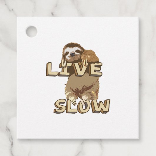 Grappige luiaard - LIVE SLOW Bedankjes Labels (Voorkant)