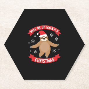 Grappige Luiaard maakt me wakker als zijn Kerstmis Kartonnen Onderzetters