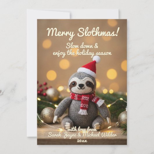 Grappige Luiaard Merry Slothmas Kerstvakantie Kaar Feestdagenkaart (Voorkant)
