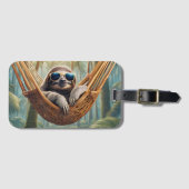 Grappige luiaard met zonnebril in een hangmat bagagelabel (Voorkant (horizontaal))