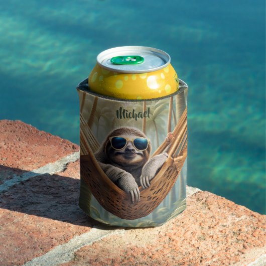 Grappige luiaard met zonnebril in een hangmat blikjeskoeler (Insitu Zwembad)