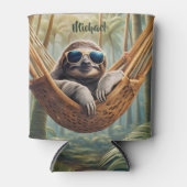 Grappige luiaard met zonnebril in een hangmat blikjeskoeler (Voorkant)