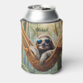 Grappige luiaard met zonnebril in een hangmat blikjeskoeler (Blikje Achterkant)