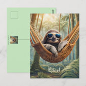 Grappige luiaard met zonnebril in een hangmat briefkaart (Voorkant / Achterkant)