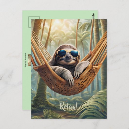 Grappige luiaard met zonnebril in een hangmat briefkaart (Voorkant / Achterkant)
