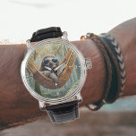 Grappige luiaard met zonnebril in een hangmat horloge<br><div class="desc">Dit horloge heeft een grappige luiaard met een zonnebril die chillen in een hangmat in het oerwoud. Een grappig motief voor iedereen met humor! Cool cadeau idee voor mannen,  cool vaderdag cadeau".</div>
