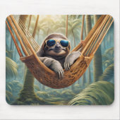Grappige luiaard met zonnebril in een hangmat muismat (Voorkant)