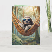 Grappige luiaard met zonnebril in een hangmat, op  kaart (Achterkant)