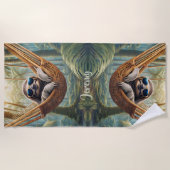 Grappige luiaard met zonnebril in een hangmat, per strandlaken (Voorkant)