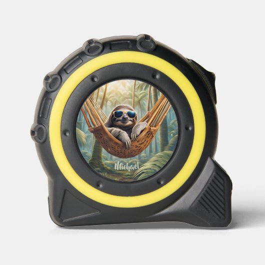 Grappige luiaard met zonnebril in een hangmat rolmaat (Voorkant)