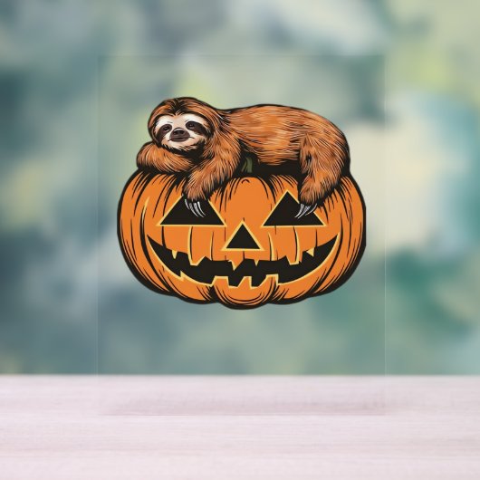 Grappige Luiaard op Halloween Pumpkin Essential T- Acryl Bord (Neutraal)