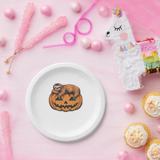 Grappige Luiaard op Halloween Pumpkin Essential T- Papieren Bordje (Feest)