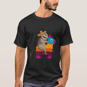 Grappige luiaard op pinata Mexicaanse thema feestl T-shirt