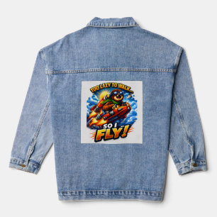 Grappige Luiaard Raket Meme, Te Lui om te Lopen du Denim Jacket