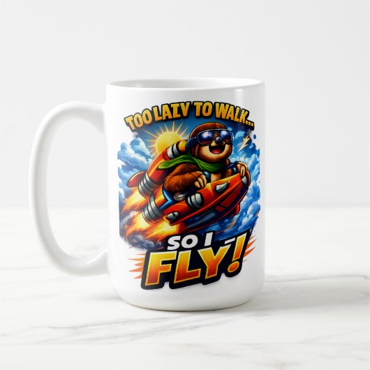 Grappige Luiaard Raket Meme, Te Lui om te Lopen du Koffiemok (Links)