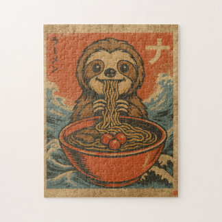 Grappige Luiaard Ramen Vintage Japanse Kunst Puzze Legpuzzel