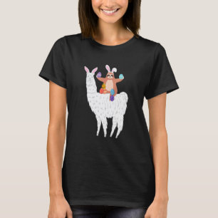 Grappige luiaard rijdt lama met paaseieren Fijne P T-shirt