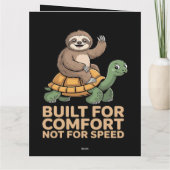 Grappige luiaard rijdt op schildpad bedankkaart (Achterkant)