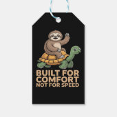 Grappige luiaard rijdt op schildpad cadeaulabel (Achterkant)