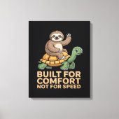 Grappige luiaard rijdt op schildpad canvas afdruk (Voorkant)