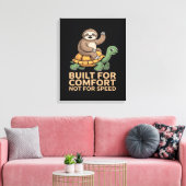 Grappige luiaard rijdt op schildpad canvas afdruk (Insitu (Woonkamer))
