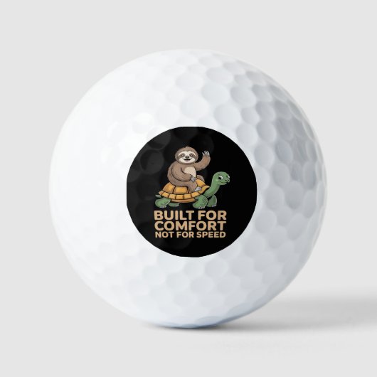 Grappige luiaard rijdt op schildpad golfballen (Voorkant)