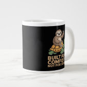 Grappige luiaard rijdt op schildpad grote koffiekop (Voorkant rechts)