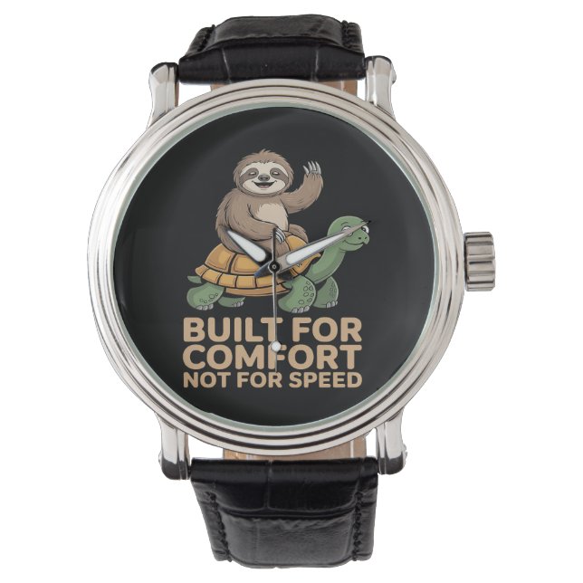 Grappige luiaard rijdt op schildpad horloge (Voorkant)