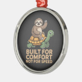 Grappige luiaard rijdt op schildpad metalen ornament (Links)