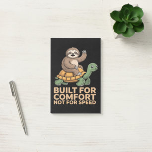 Grappige luiaard rijdt op schildpad post-it® notes
