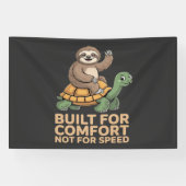 Grappige luiaard rijdt op schildpad spandoek (Horizontaal)