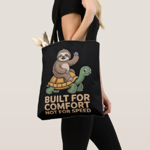 Grappige luiaard rijdt op schildpad tote bag