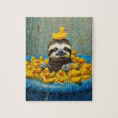 Grappige luiaard rubber eend zwembad legpuzzel (Verticaal)