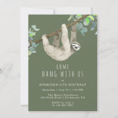 Grappige luiaard schattig bos groene kinderen verj kaart (Voorkant)