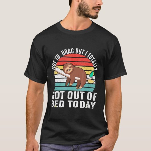 Grappige Luiaard Slaap Muts Pyjama Uit Bed Tee T-shirt (Voorkant)