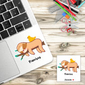 Grappige luiaard slapen aangepaste naam sticker