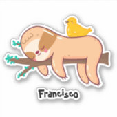 Grappige luiaard slapen aangepaste naam sticker (Voorkant)