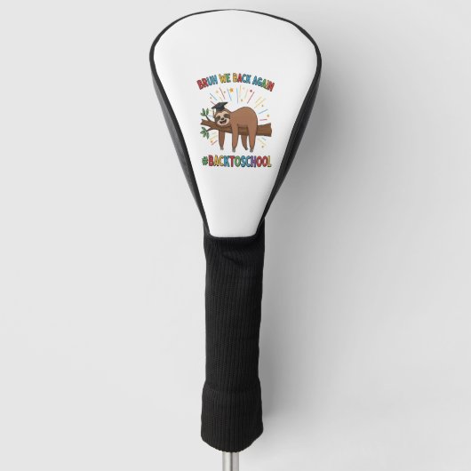 Grappige luiaard terug naar school golfheadcover (Voorkant)