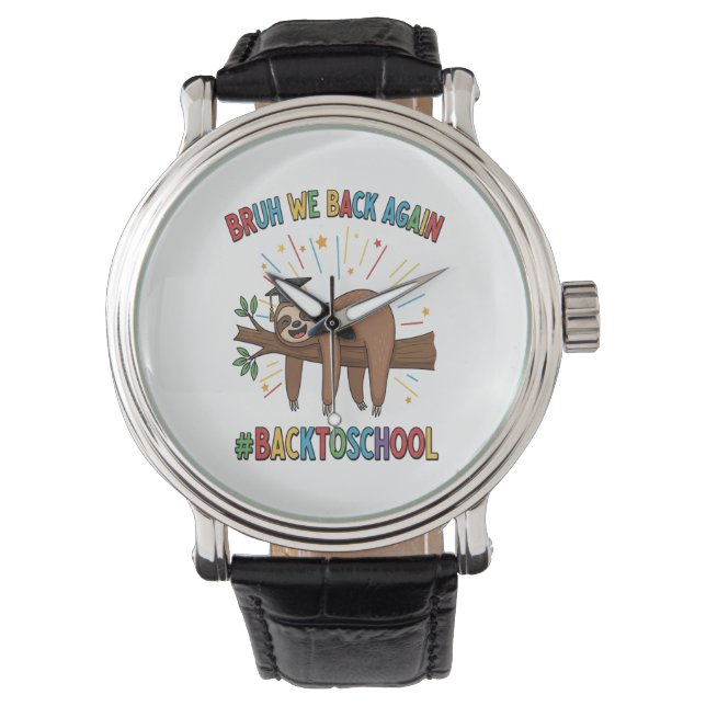 Grappige luiaard terug naar school horloge (Voorkant)