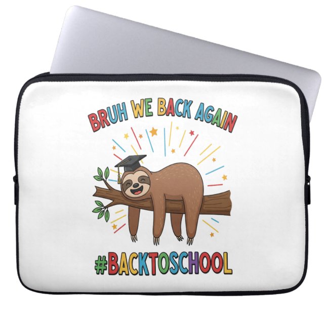 Grappige luiaard terug naar school laptop sleeve (Voorkant)